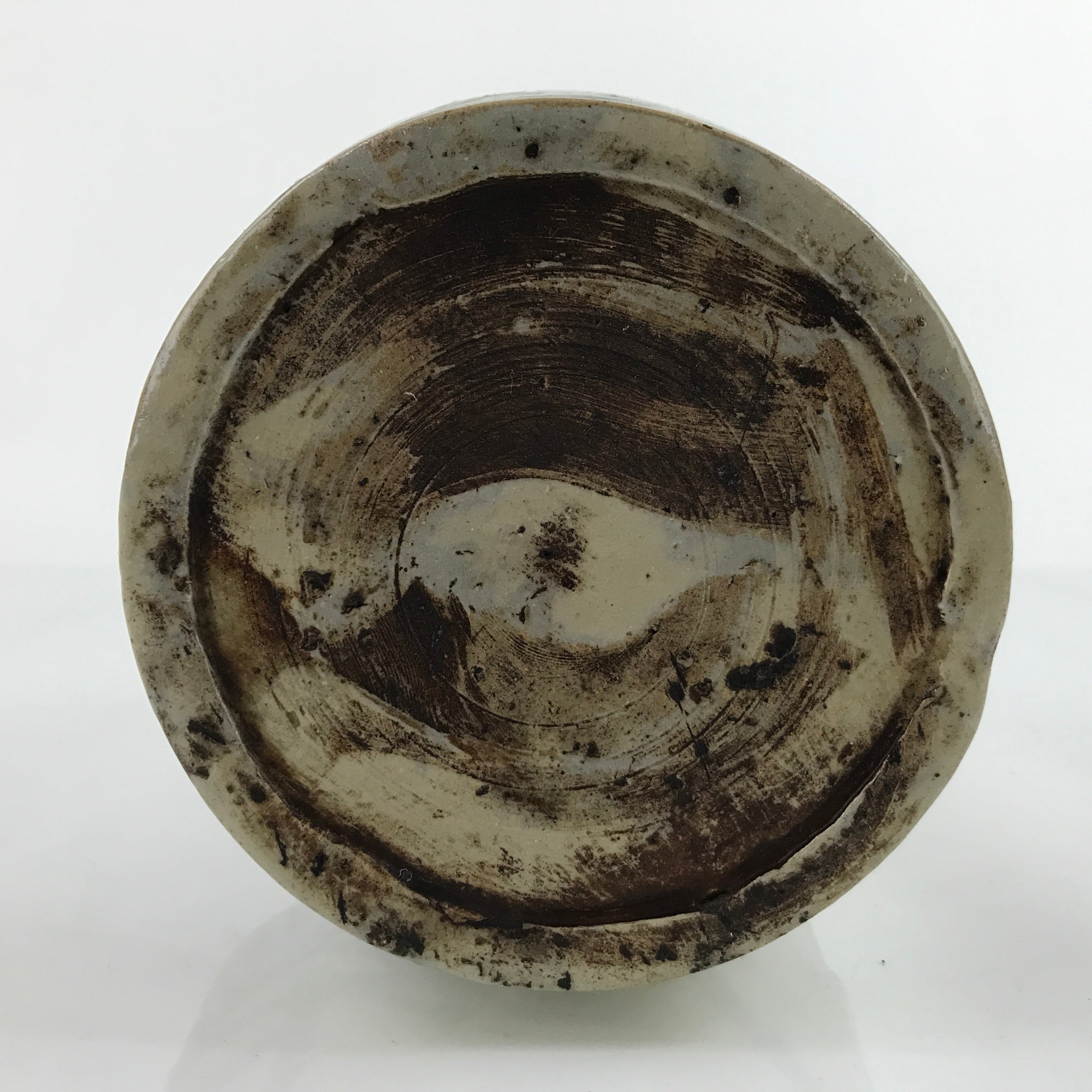 Antique C1900 Japanese Ceramic Sake Bottle Kayoi-Tokkuri Black Kanji Gray TS671