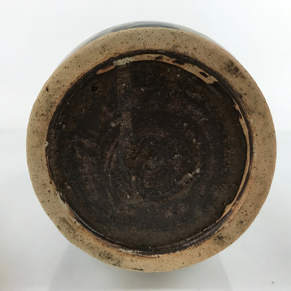 Antique C1900 Japanese Ceramic Sake Bottle Kayoi-Tokkuri Black Kanji Gray TS673