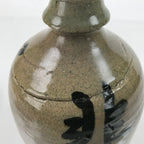 Antique C1900 Japanese Ceramic Sake Bottle Kayoi-Tokkuri Black Kanji Gray TS673
