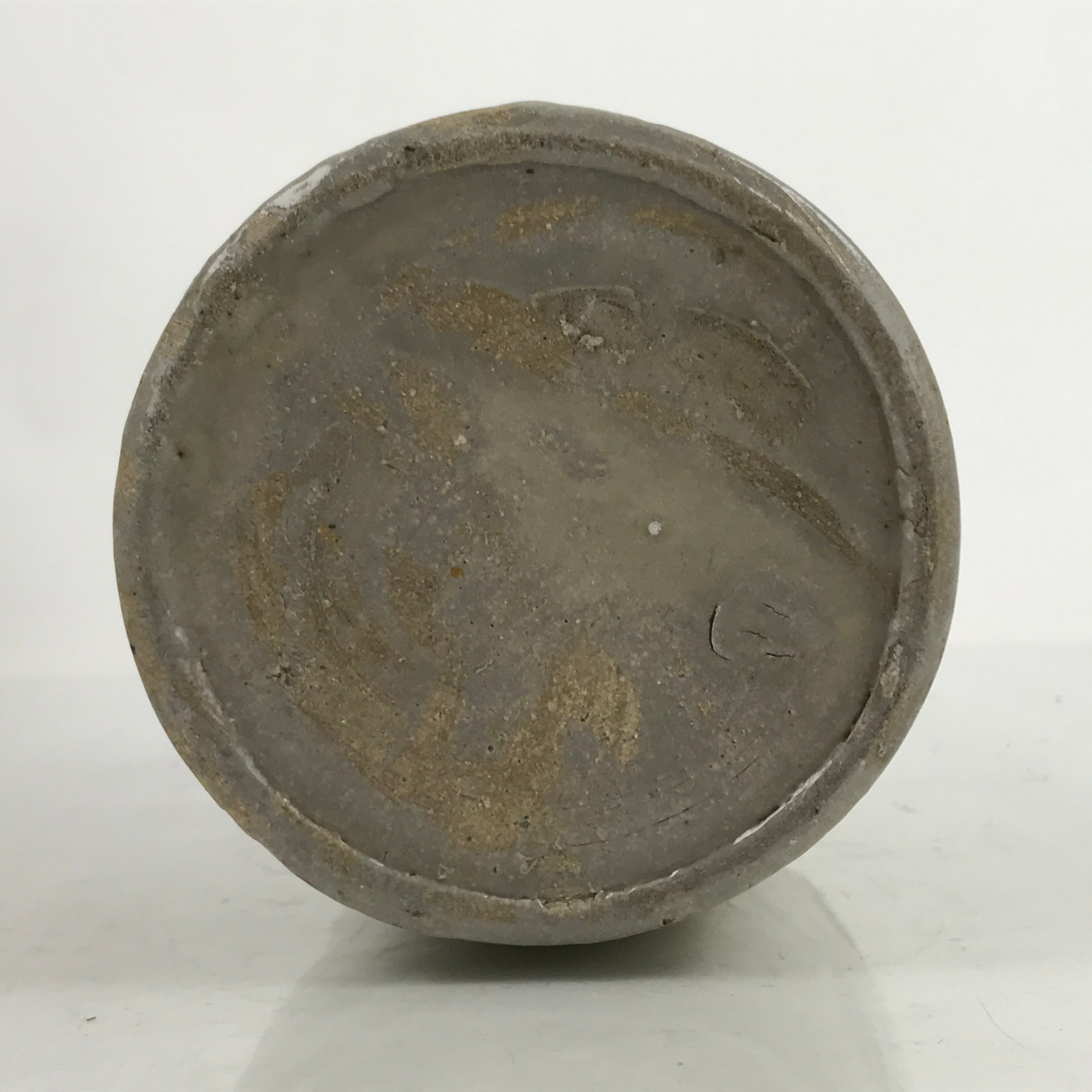 Antique C1900 Japanese Ceramic Sake Bottle Kayoi-Tokkuri Black Kanji Gray TS759