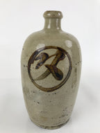 Antique C1900 Japanese Ceramic Sake Bottle Kayoi-Tokkuri Gray Black Kanji TS633