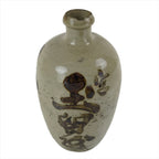 Antique C1900 Japanese Ceramic Sake Bottle Kayoi-Tokkuri Gray Black Kanji TS633