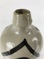 Antique C1900 Japanese Ceramic Sake Bottle Kayoi-Tokkuri Gray Black Kanji TS634