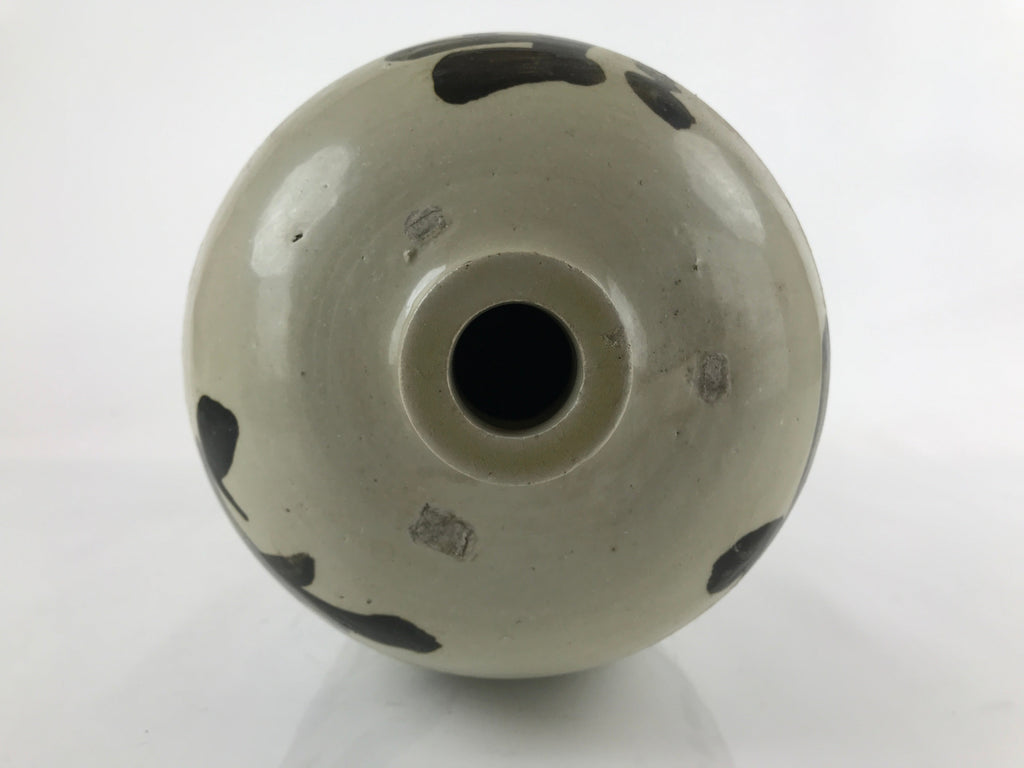 Antique C1900 Japanese Ceramic Sake Bottle Kayoi-Tokkuri Large Black Kanji TS635