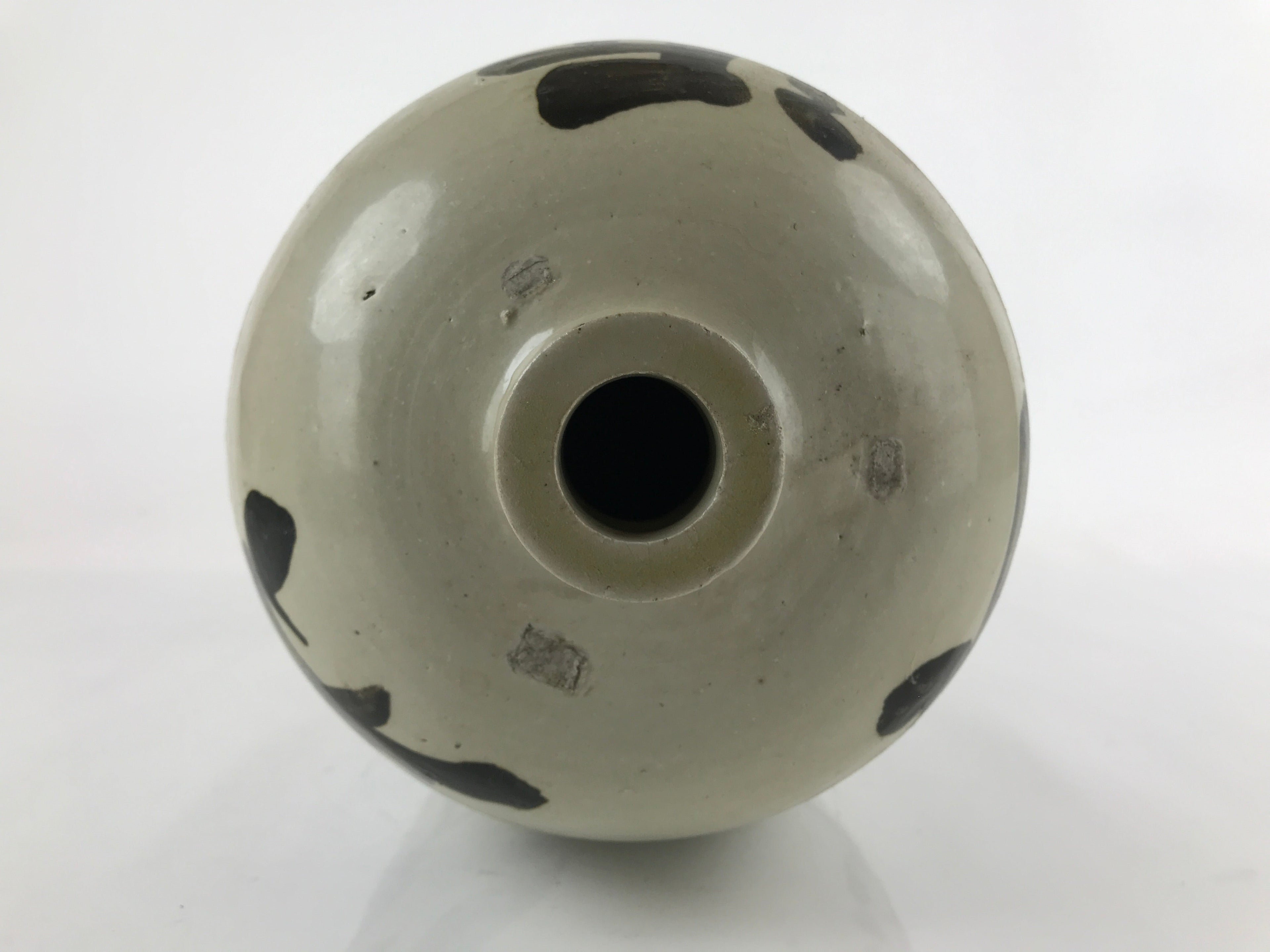 Antique C1900 Japanese Ceramic Sake Bottle Kayoi-Tokkuri Large Black Kanji TS635