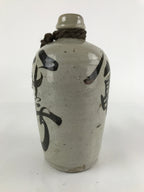 Antique C1900 Japanese Ceramic Sake Bottle Kayoi-Tokkuri Large Black Kanji TS648