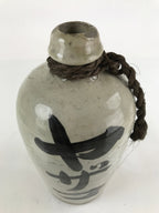 Antique C1900 Japanese Ceramic Sake Bottle Kayoi-Tokkuri Large Black Kanji TS648