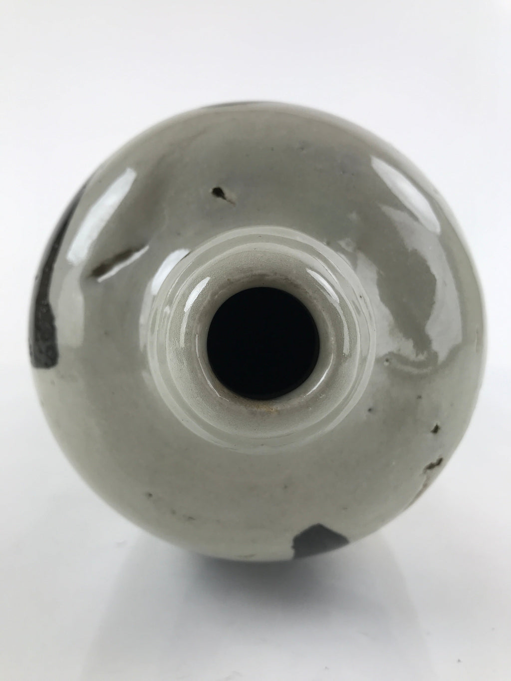 Antique C1900 Japanese Ceramic Sake Bottle Kayoi-Tokkuri Large Black Kanji TS649