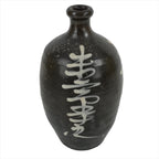 Antique C1900 Japanese Ceramic Sake Bottle Kayoi-Tokkuri White Kanji Brown TS675