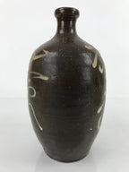 Antique C1900 Japanese Ceramic Sake Bottle Kayoi-Tokkuri White Kanji Brown TS677