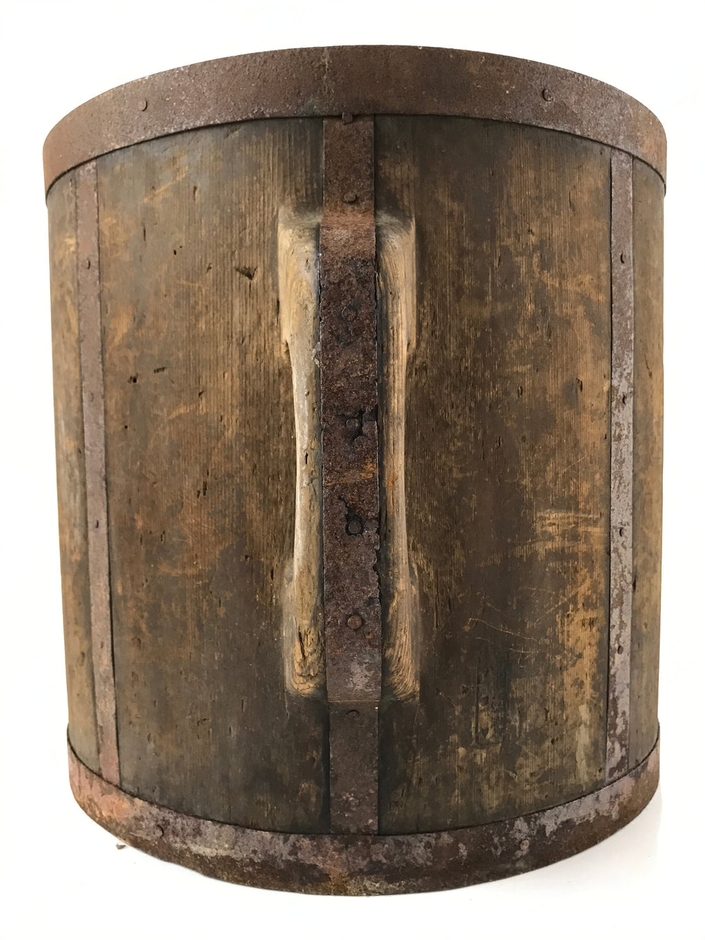 Antique C1900 Japanese Handmade Wood Masu Ittomasu Rice Bucket Dark Brown BK26