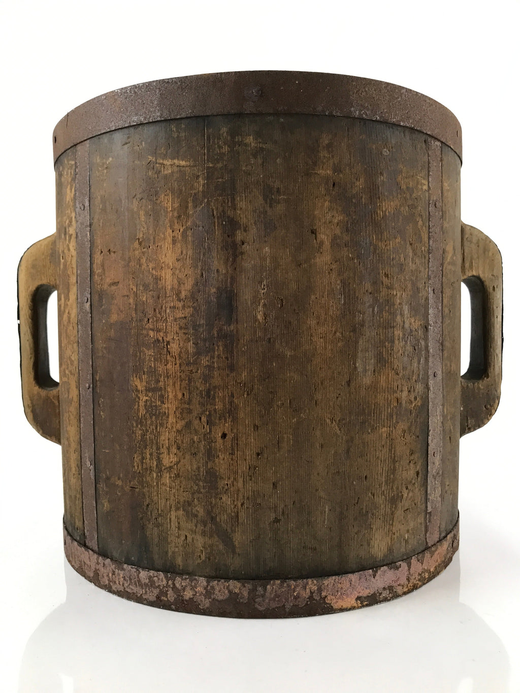 Antique C1900 Japanese Handmade Wood Masu Ittomasu Rice Bucket Dark Brown BK26