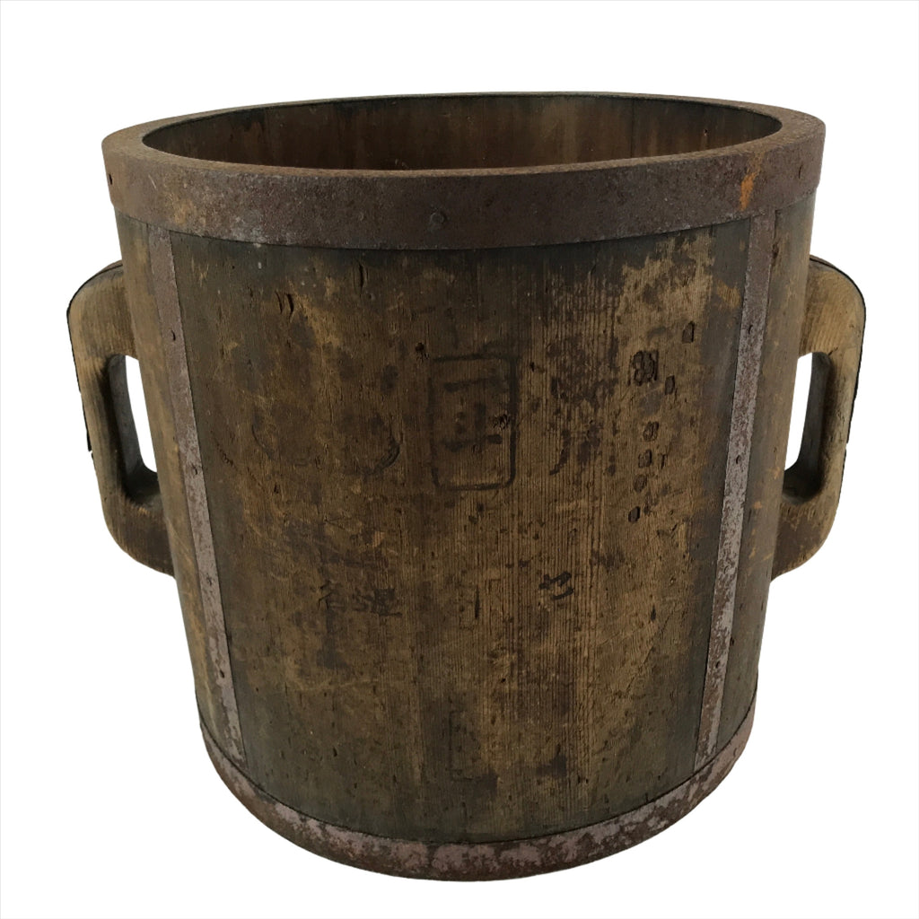 Antique C1900 Japanese Handmade Wood Masu Ittomasu Rice Bucket Dark Brown BK26