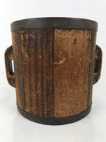 Antique C1900 Japanese Handmade Wood Masu Ittomasu Rice Bucket Dark Brown BK47