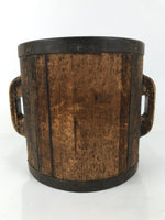 Antique C1900 Japanese Handmade Wood Masu Ittomasu Rice Bucket Dark Brown BK47