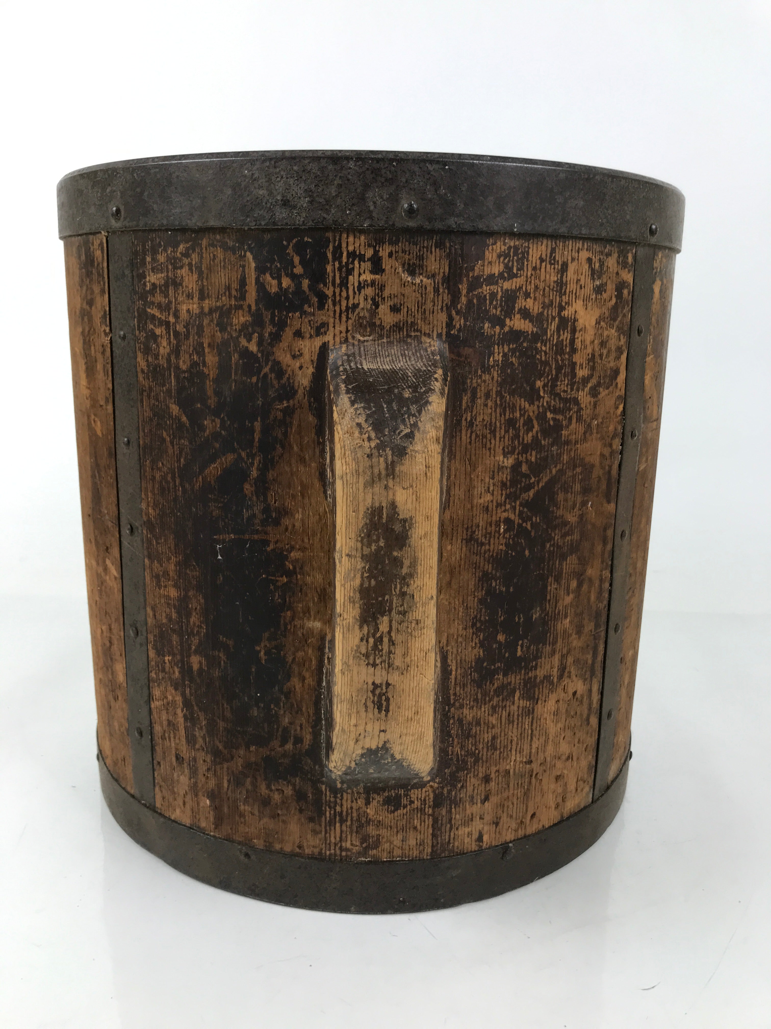 Antique C1900 Japanese Handmade Wood Masu Ittomasu Rice Bucket Dark Brown BK47