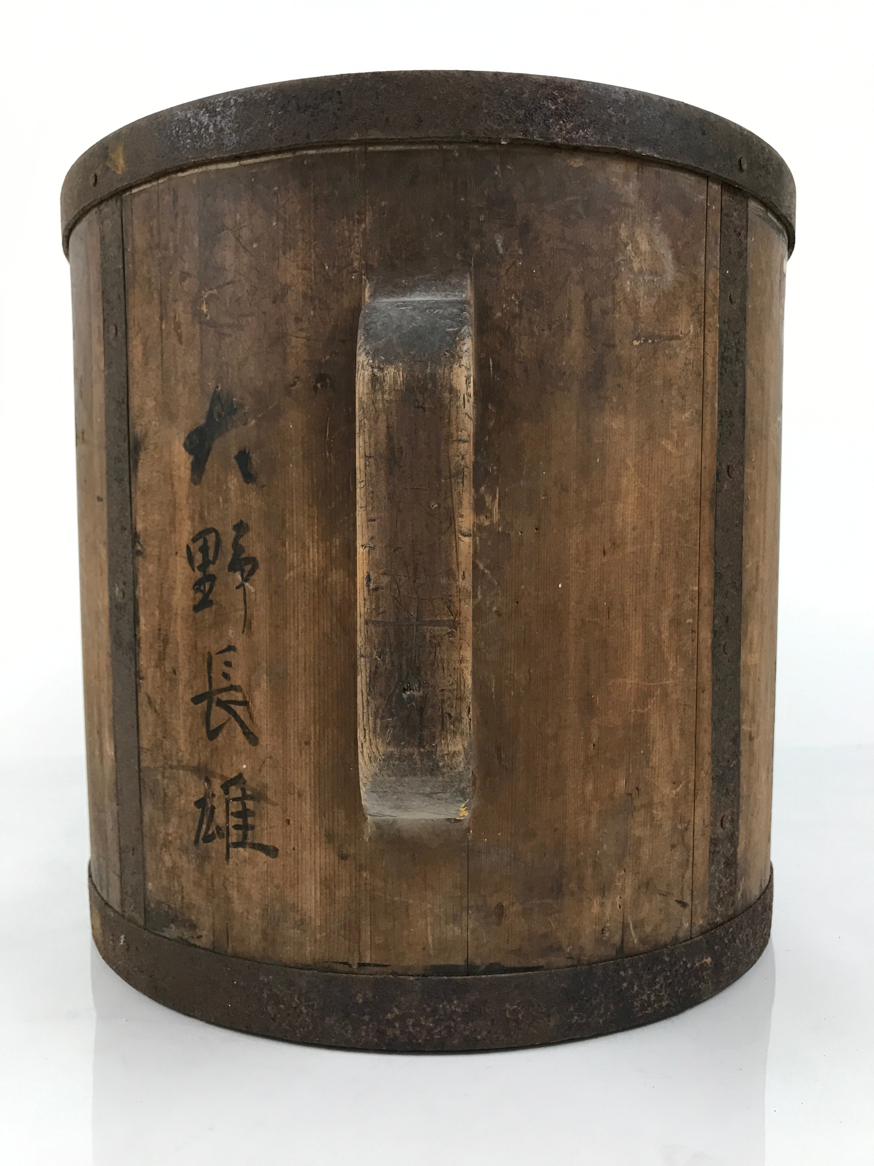 Antique C1900 Japanese Handmade Wood Masu Ittomasu Rice Bucket Dark Brown BK55