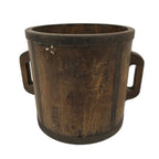 Antique C1900 Japanese Handmade Wood Masu Ittomasu Rice Bucket Dark Brown BK55