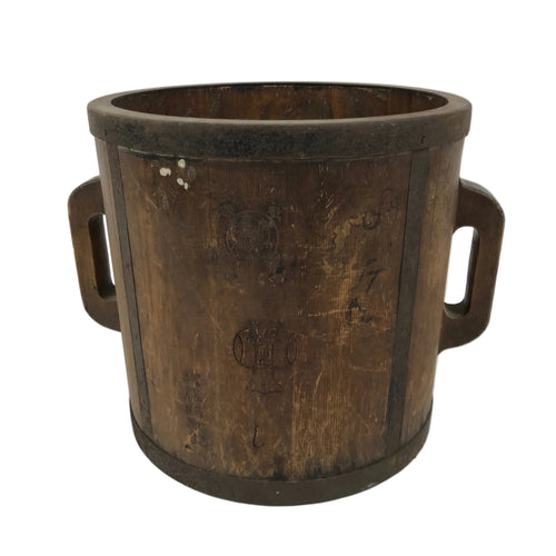 Antique C1900 Japanese Handmade Wood Masu Ittomasu Rice Bucket Dark Brown BK55