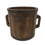 Antique C1900 Japanese Handmade Wood Masu Ittomasu Rice Bucket Dark Brown BK55