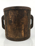 Antique C1900 Japanese Handmade Wood Masu Ittomasu Rice Bucket Dark Brown BK56