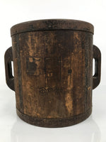 Antique C1900 Japanese Handmade Wood Masu Ittomasu Rice Bucket Dark Brown BK56