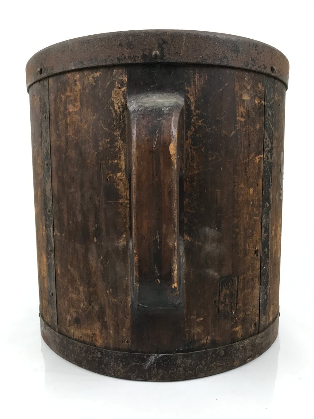 Antique C1900 Japanese Handmade Wood Masu Ittomasu Rice Bucket Dark Brown BK56
