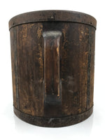 Antique C1900 Japanese Handmade Wood Masu Ittomasu Rice Bucket Dark Brown BK56