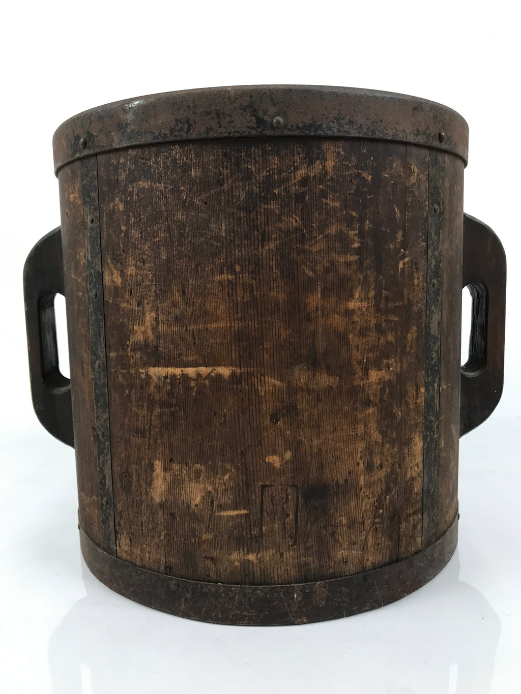 Antique C1900 Japanese Handmade Wood Masu Ittomasu Rice Bucket Dark Brown BK56