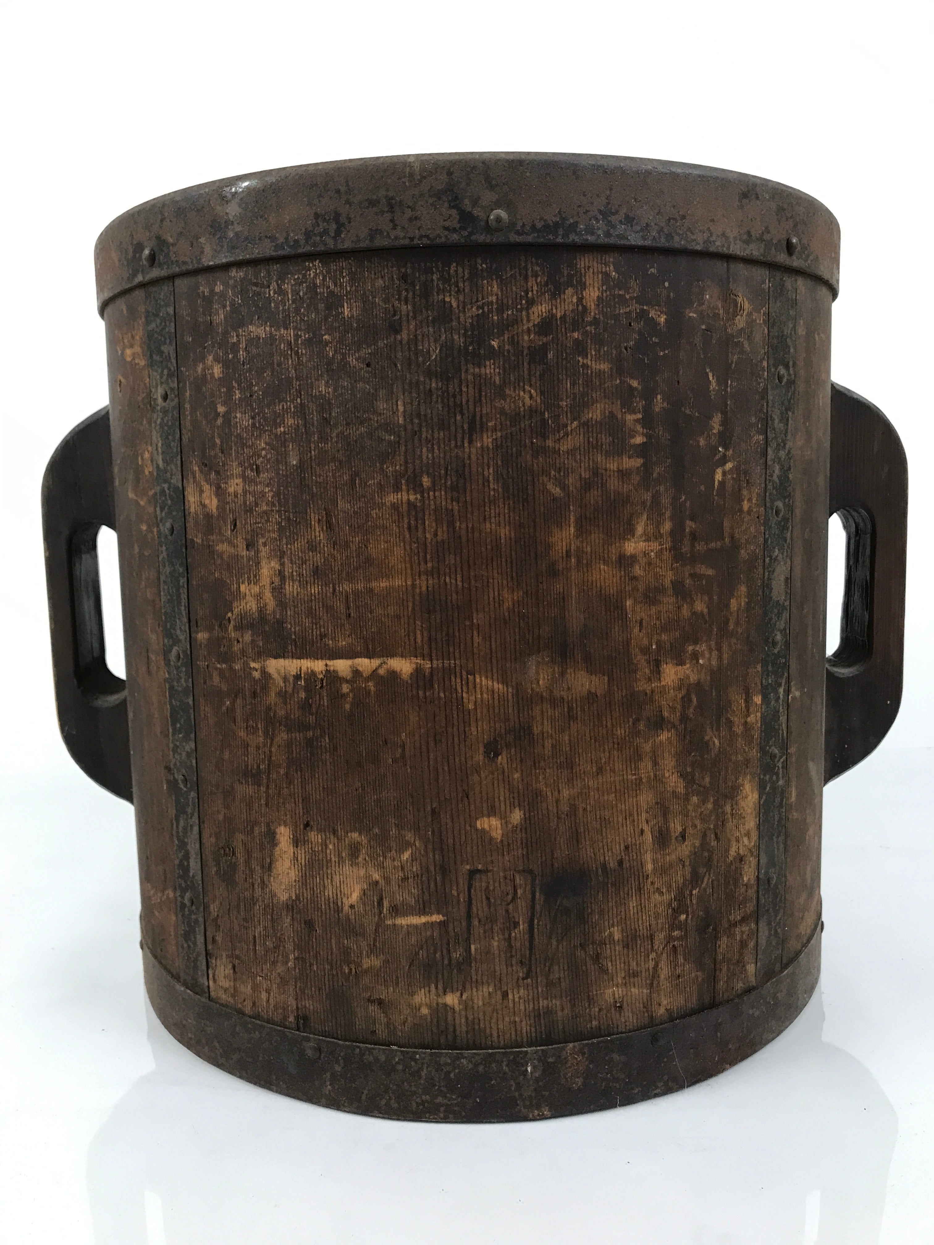 Antique C1900 Japanese Handmade Wood Masu Ittomasu Rice Bucket Dark Brown BK56
