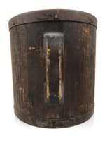 Antique C1900 Japanese Handmade Wood Masu Ittomasu Rice Bucket Dark Brown BK56