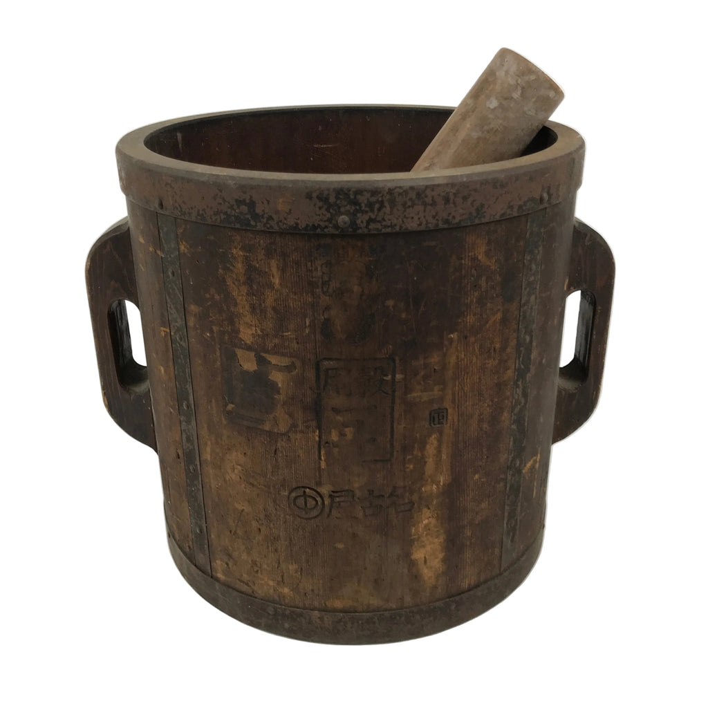 Antique C1900 Japanese Handmade Wood Masu Ittomasu Rice Bucket Dark Brown BK56
