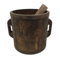 Antique C1900 Japanese Handmade Wood Masu Ittomasu Rice Bucket Dark Brown BK56