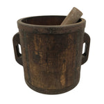 Antique C1900 Japanese Handmade Wood Masu Ittomasu Rice Bucket Dark Brown BK56