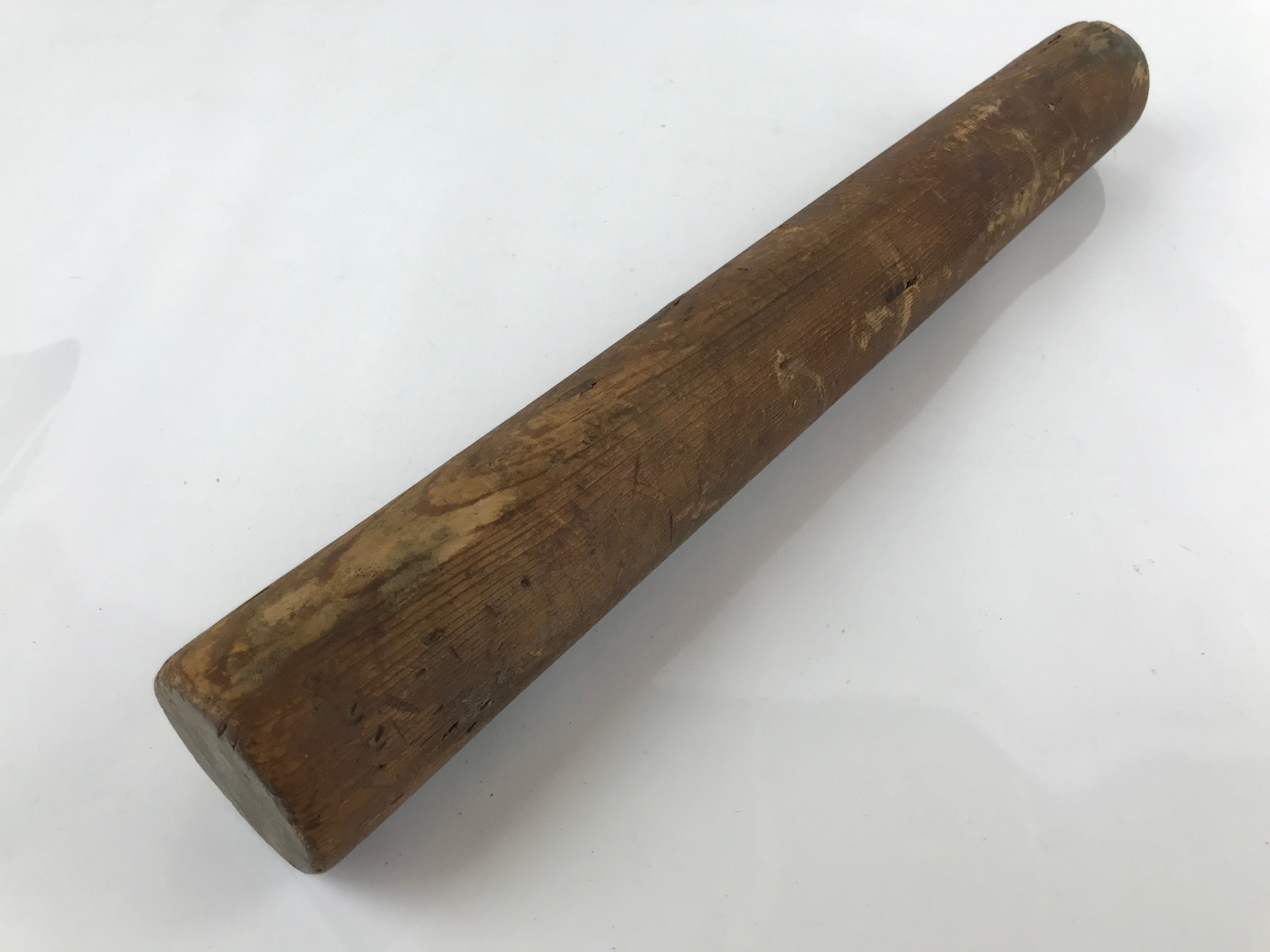 Antique C1900 Japanese Handmade Wood Masu Rice Bucket Tobo Stick Dark Brown BK25