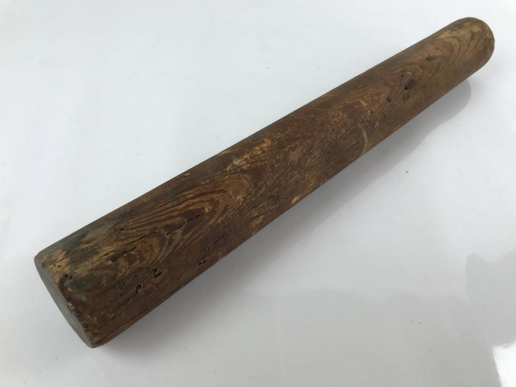 Antique C1900 Japanese Handmade Wood Masu Rice Bucket Tobo Stick Dark Brown BK25