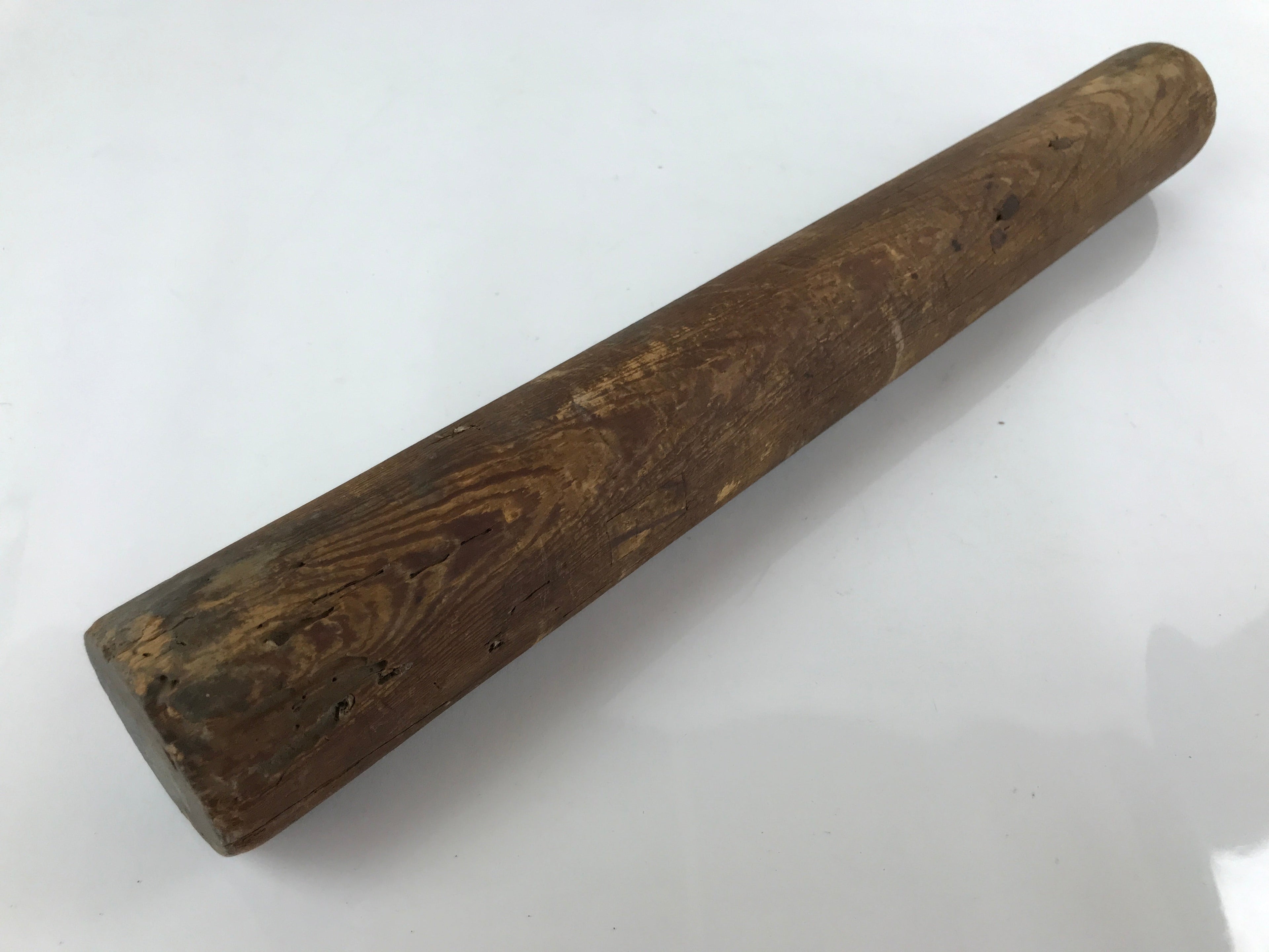 Antique C1900 Japanese Handmade Wood Masu Rice Bucket Tobo Stick Dark Brown BK25