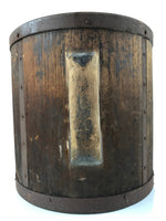 Antique C1900 Japanese Handmade Wood Masu Rice Bucket Tobo Stick Dark Brown BK25