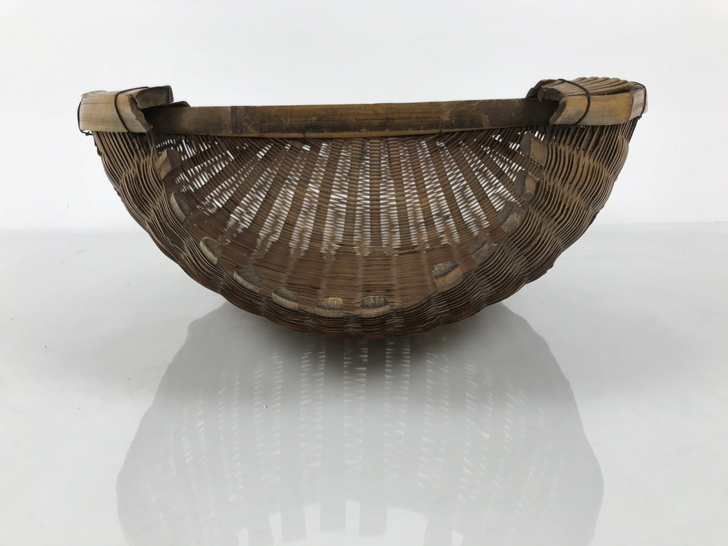 Antique C1900 Japanese Handwoven Bamboo Drying Basket Kago Zaru 46 cm Long B264