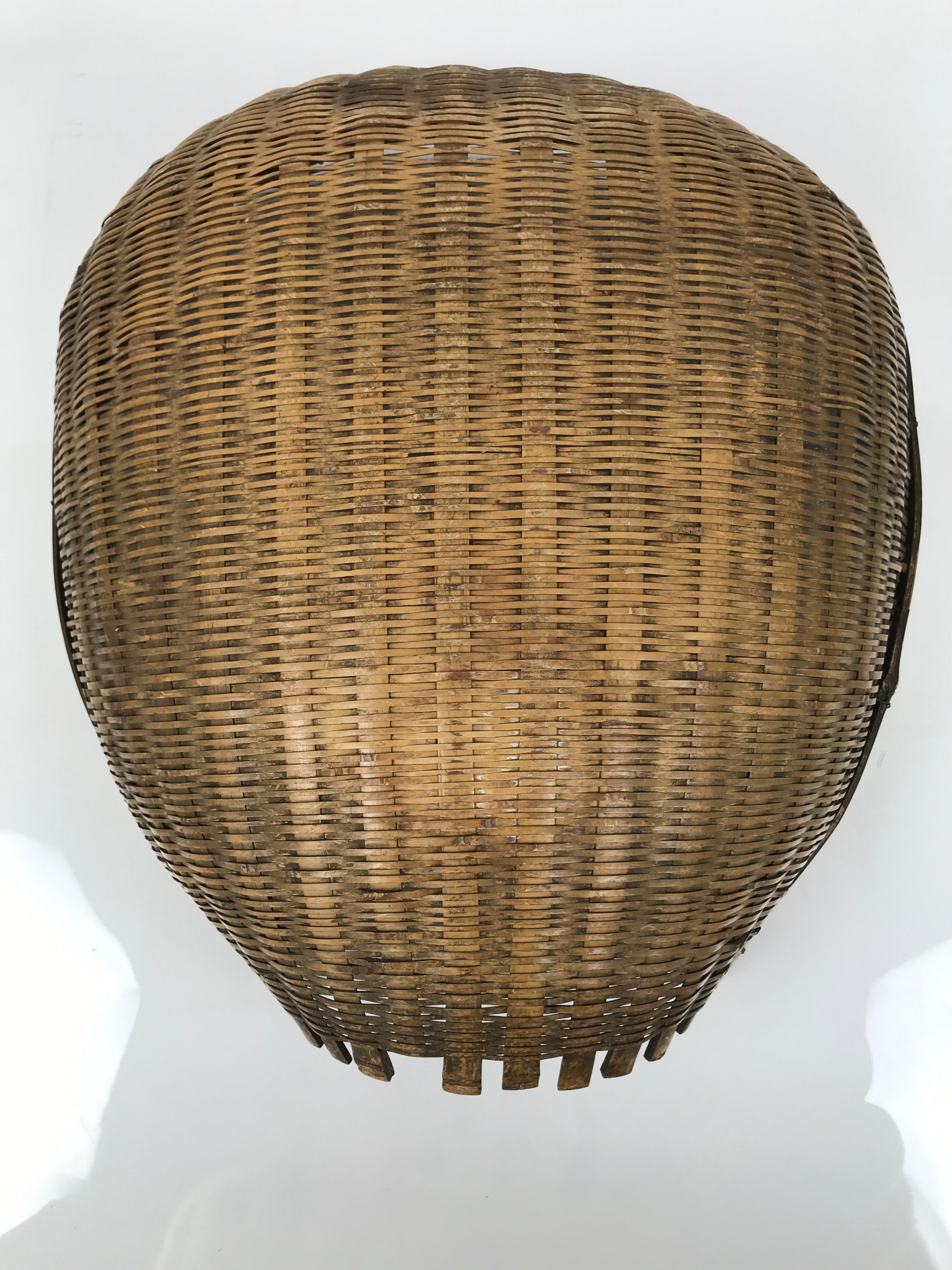 Antique C1900 Japanese Handwoven Bamboo Drying Basket Kago Zaru 46 cm Long B264