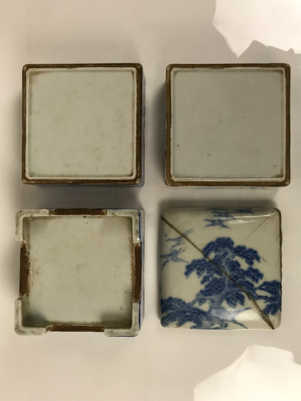 Antique C1900 Japanese Porcelain Lidded 3-Tier Bento Box Jubako Cranes Pine Y507