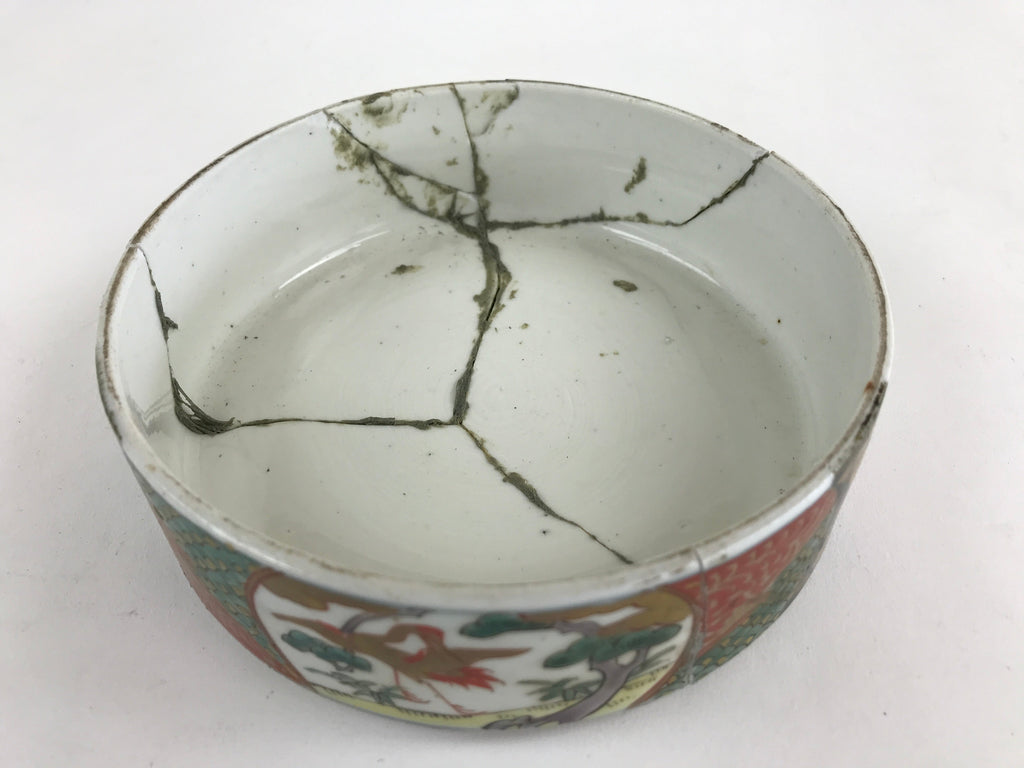 Antique C1900 Japanese Porcelain Lidded 4-tiered Bento Box Jubako Crane PY295