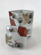 Antique C1900 Japanese Porcelain Lidded 4-tiered Bento Box Jubako Dragon PY561