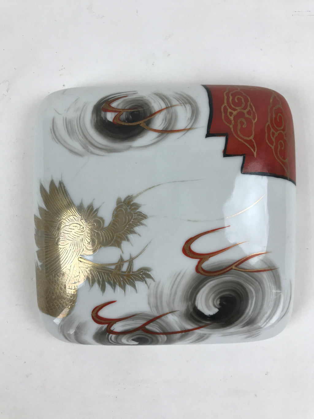 Antique C1900 Japanese Porcelain Lidded 4-tiered Bento Box Jubako Dragon PY561