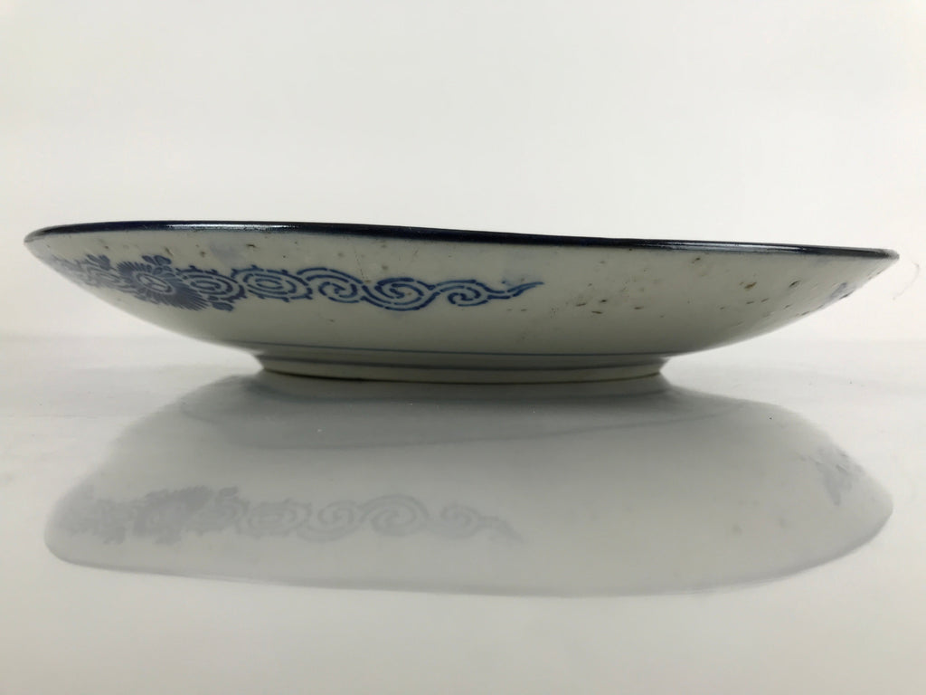 Antique C1900 Japanese Porcelain Sometsuke Plate Blue White Tiny Flowers PY788