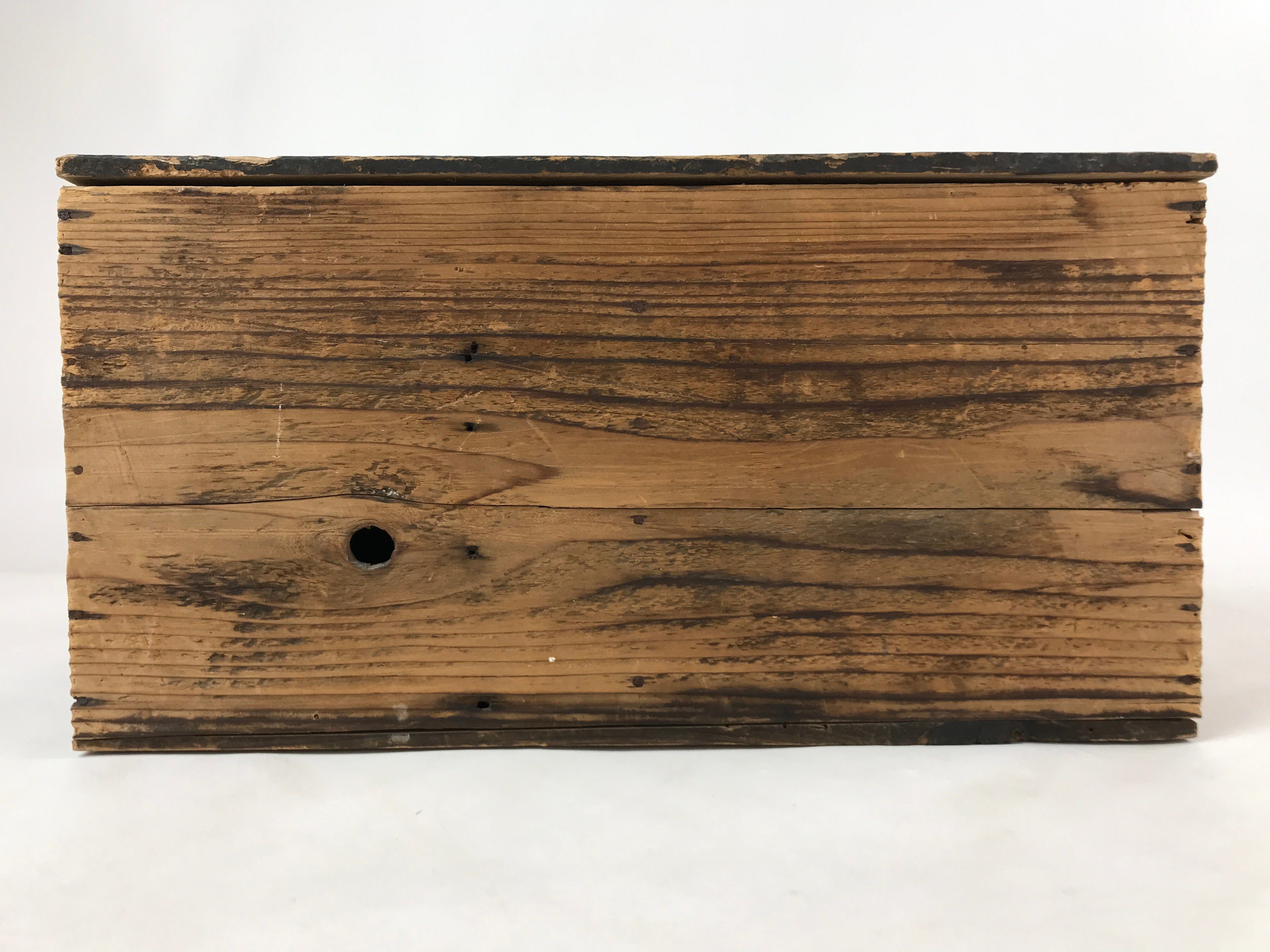 Antique C1900 Japanese Wooden Lidded Storage Box Inside 35x20x17.5cm X60