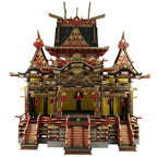Antique Japanese lacquer wood Hina Doll Goten Palace for Girls' Day (Hinamatsuri), c. 1900, with intricate architectural details and traditional red, black, and gold decoration.