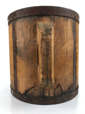 Antique C1950 Japanese Handmade Wood Masu Ittomasu Rice Bucket Brown BK32