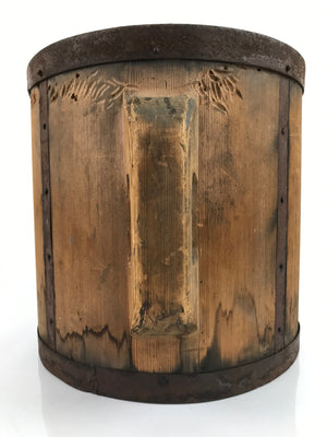 Antique C1950 Japanese Handmade Wood Masu Ittomasu Rice Bucket Brown BK32