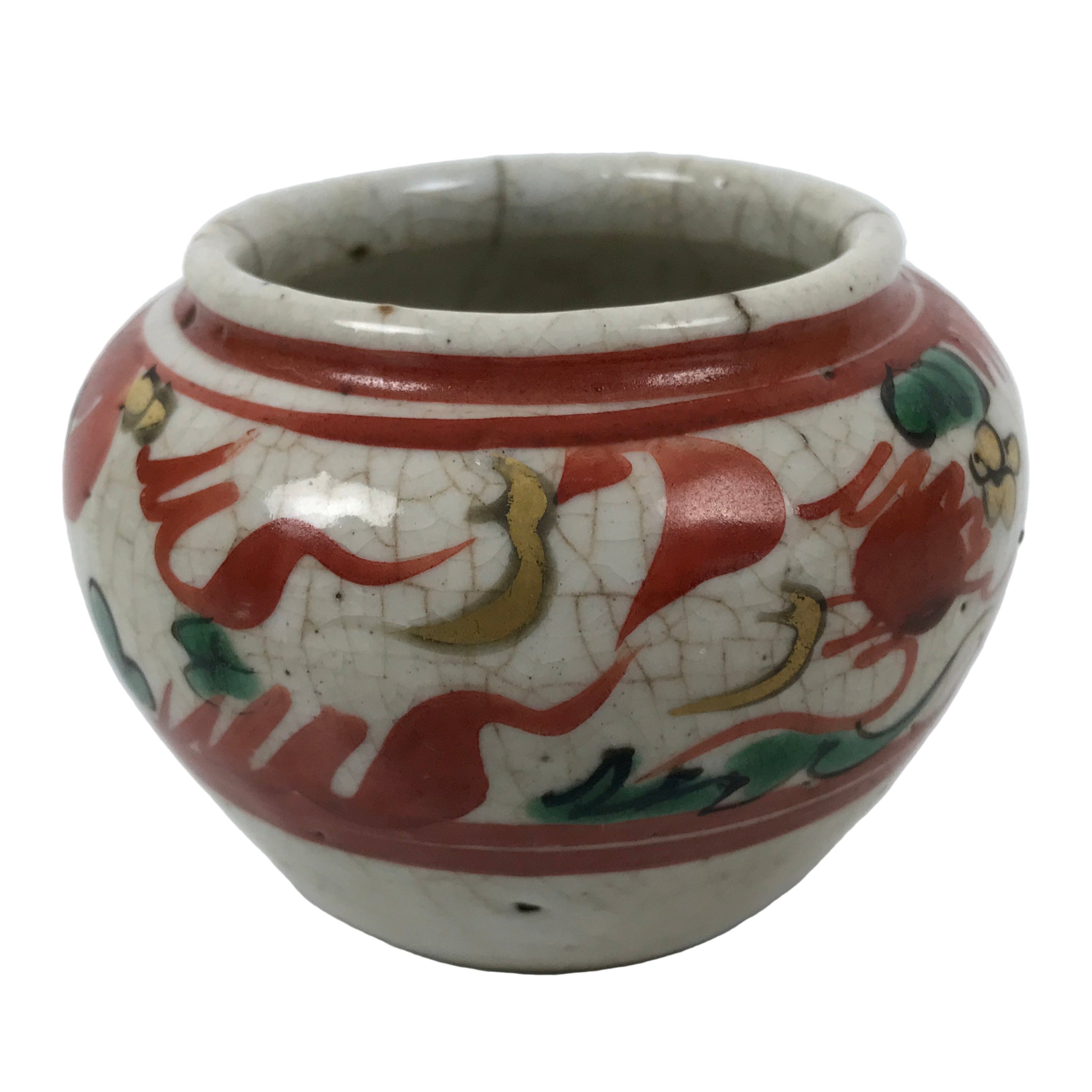 chinese ceramic flower pot Antique Chinese Small Porcelain Flower Pot Vase Pottery Akae Red Green